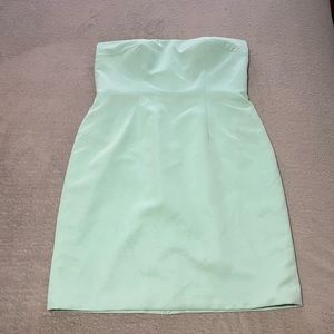 BADGLEY Mischka strapless dress with built in bra size 16 minty green
